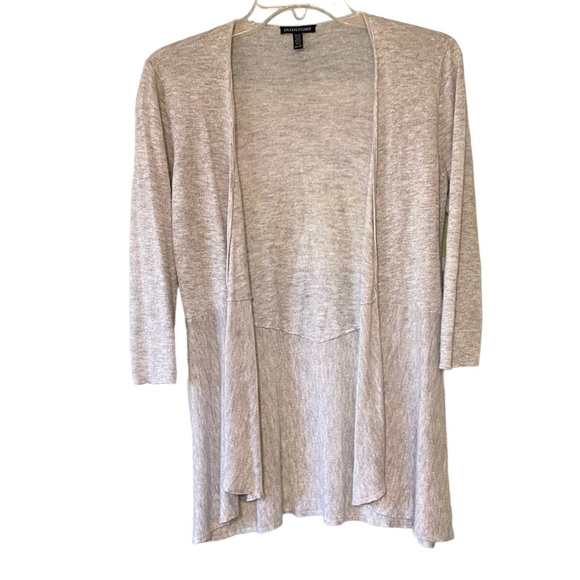 Eileen Fisher Knit Open Cardigan Gray 3/4 length sleeves Sz XS - Picture 1 of 7